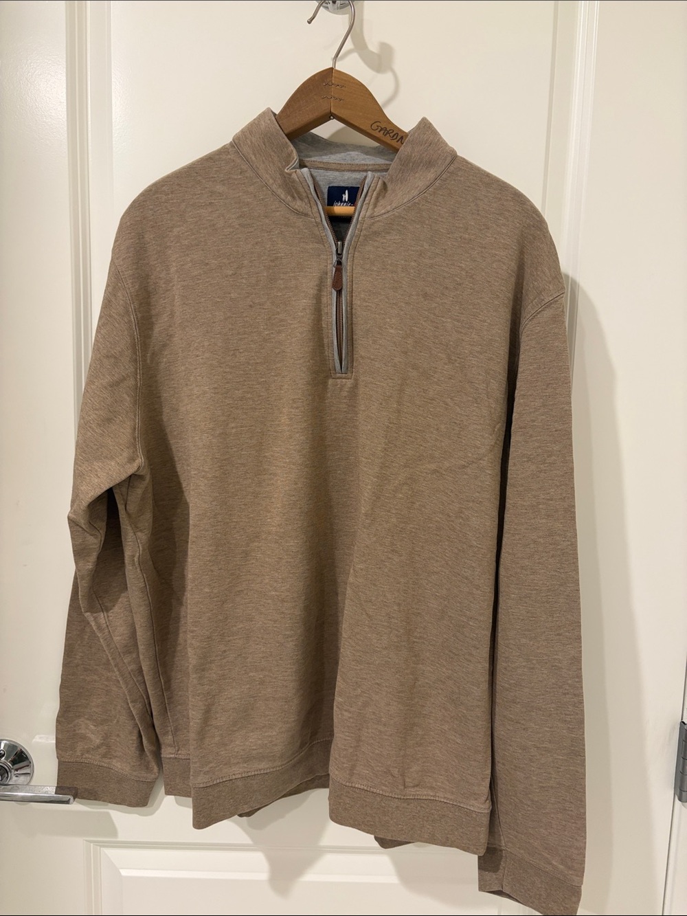 johnnie-O Men's Half-Zip Sweater in Taupe Brown